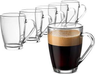CrystalMart (Pack of 6) Coffee/ Tea Cup Set Glass Set Hot Beverage Glass