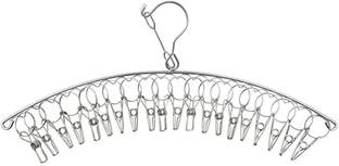 Urbanware Stainless Steel Laundry Drying Rack Swivel Hook Wind-proof Clothes Hanger Rack With 20 Pegs Clips For Drying Socks,Drying Towels, Diapers, Bras... Steel Dress Hanger For  Dress