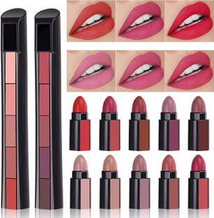 Huda Girl Beauty Combo of 2 Fabulous Matte 5 in 1 Lipstick (10 Shades in 1 Combo)