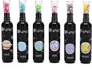MGS Space Theme Bottle Shape Highlighters | Set Of 6 | Planet Theme | Chisel Tip Fine Grip Marker Pen | Ideal Gifts For Stationery Hoarders & Kids | Party Return Gifts For Girls.