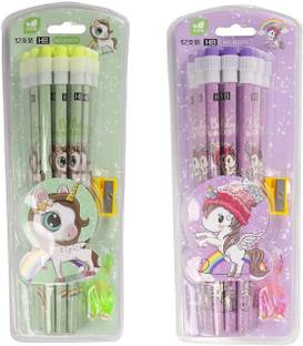 प्रिलियस Unicorn Green with Purple HB Pencil pack of 2 पेंसिल