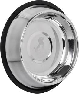 YIMK Steel Pet Bowl Silver - Medium (900 ml) - Silver - 79 Round Steel Pet Bowl
