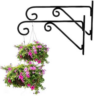 E C Creation Wrought Iron Flower Pot stand Hook for Bird Feeders Lantern Lawn Light(Set of 2) Plant Container Set