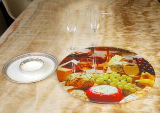 Induscan Lazy Susan Neptune Revolving Glass Table Top 21 inch Tray