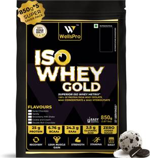 WellsPro ISO Whey Gold Protein 4.25kg [135 Servings] | Whey Isolate Concentrate Hydrolysate Whey Protein