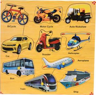 Ashmi Wooden Transport With Knob Puzzle, Learning Tray, Colorful Educational Puzzle for Kids Toddlers Age 2 And Above