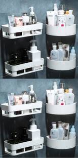 Qrex Pack Of 8 ABS Plastic Multiperurpose Bathroom Accessories Rack Storage Shelves Plastic Toothbrush Holder