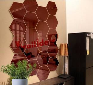 wall1ders 70 cm 20 Hexagon Brown Self Adhesive Sticker