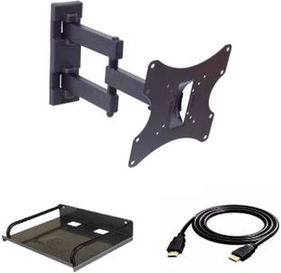 Sauran 14 to 42 inches TV mount with setup box stand and HDMI cable Full Motion TV Mount