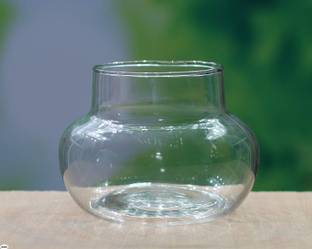 Planted Roots Bamboo JAR/Candy JAR/Glass Pot/JAR (4") Glass Vase (4.72 inch, White) Glass Vase