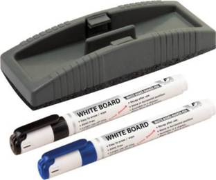 YAJNAS Regular Non Magnetic White Board Duster Whiteboard Eraser for Easy Cleaning of White Board Marker or Chalk Board Writing and 2 Pcs White Board Marker (1 Whiteboard Duster and 2 Marker) Dusters