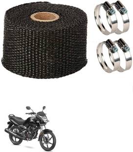 Znee Smart ZS3MT58 Bike Silencer Wrap with 4 Pcs Clamp Heat Shield Bike Exhaust Silencer Wrap 3 Meter Black Bike Exhaust Heat Shield