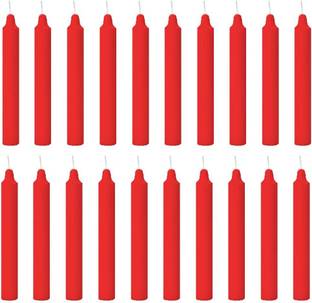 Parkash Candles Chime Candles Set of 20 | Ritual Spell Candle | Unscented (Red) Candle