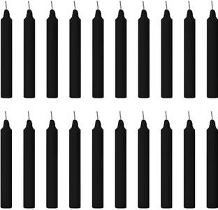 Parkash Candles Chime Candles Set of 20 | Ritual Spell Candle | Unscented (Black) Candle