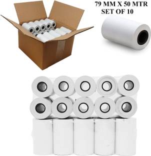 True-Ally 79MM x 50 mtr (3 Inch) (55 GSM) Thermal Paper roll Ideal for Billing, POS Machine (TA-POS7950) (Pack of 10 Rolls) (79mm x 50mtr - 10 Rolls) Thermal Cash Register Paper