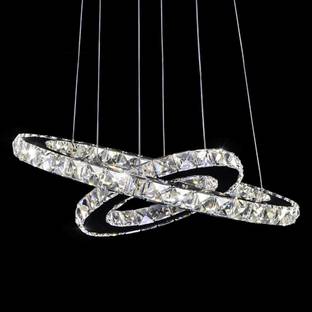 D4P Modern Crystal Chandelier Lighting Ceiling Dining Room Living Room Chandeliers Contemporary LED Light Fixtures Hanging Ring Foyer Bedroom Pendant Lights,Warm White (14inch 18 inch Ring, Warm White) Chandelier Ceiling Lamp