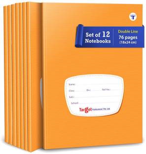 Target Publications Small Notebooks Double Line (76 Ruled Pages) | Soft Brown Cover | 18 cm x 24 cm Approx | Writing Books with Page Numbers | Pack of 12 Books | GSM 58 Regular Notebook Ruled Pages 912 Pages