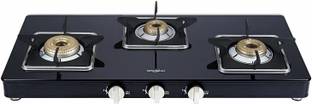 Whirlpool 3 Burner Heavy Duty Forged Brass Gas Stove with Rust Free Body (GRANDIOSA PRIME 773 CT BR) Glass Manual Gas Stove