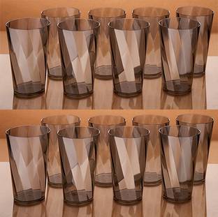 Sentricus (Pack of 16) TWISTER GLASS For Water Juice Beer Wine Platic Classic Black Set Of 16 Glass Set Glass Set Water/Juice Glass