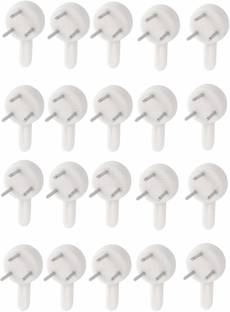 HFX 25pcs Hard Plastic 3-Pin Seamless Nail Photo Frame Wall Picture Frame Hooks Hangers - (White) Hook 1