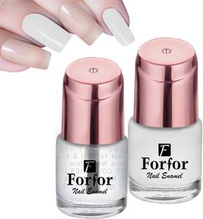 FORFOR Perfect Stay Glossy Nail Polish Combo of 2 Glossy White , Transparent
