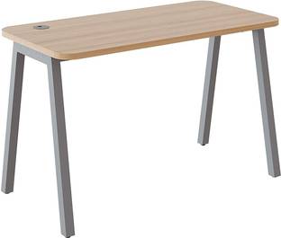 HNI India IVO Ergonomic Design Executive Wood Metal Steel Office Desk Study Desk (Grey Powder Coat finish, Thansau Maple) Engineered Wood Office Table