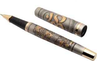 Ledos Dancing Lord Ganesha Edition Ballpoint Pen Silver Grey Body With Golden Trims Ball Pen