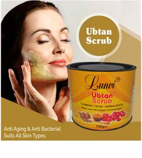 Lunvi Ubtan Body and Face Scrub | Rose |Sandalwood | Tan Removal |Skin Brightening | Deep Exfoliation | Men & Women |  Scrub