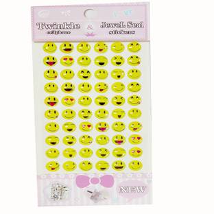 Shoppernation 2 cm Fancy Smiley Design Mobile Sticker Emoji Stickers (Small Size) (60 Stickers) Self Adhesive Sticker
