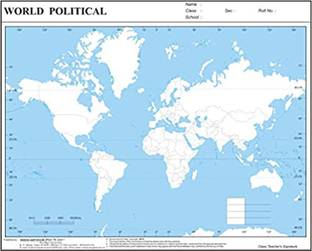 Stnemrag 19 cm World Political Map 50Pc Non-Reusable Sticker