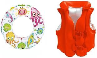 PRISMAXIC Swim Ring and Swim Vest Jacket for Kids Combo (5-8 Year) - MULTI Swim Floatation Belt
