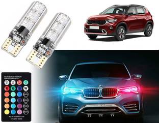 Selifaur Multicolor T10 LED Light | Car Interior Fancy Light | 2Pcs Car LED Parking Bulb with IR Remote Controler Kia Sonet Parking Light Car, Van, Truck LED (12 V, 3 W)