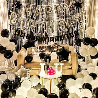 Balloon&You Solid Happy Birthday Decoration Items Kit Combo For Boys, Girls, Husband, Wife Balloon