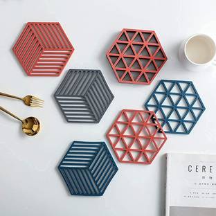 SHIDHMI Triangle Reversible PVC Coaster Set