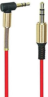 SANNO WORLD AUX Cable 1 m Male Aux Audio Jack to 3.5mm Male Spring Aux Cable with Mic 1 Mtr. Cable Cord Compatible with All phones