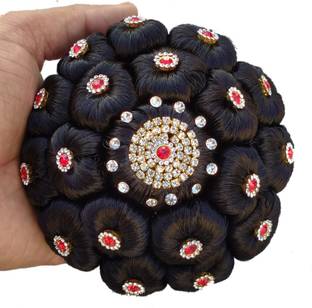 MX WOMEN HAIR STYLE Artificial Juda Accessories For Women and Girls With Stone Work Juda For Festives Designer Stone Bridal Wedding Extension Juda Accessories Hair Extension