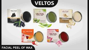 Veltos PROFESSIONAL FACIAL PEEL OFF KATORI WAX COMBO KIT PACK OF 5 KATORI WAX ( CHARCOAL, WHITE CHOCOLATE, APPLE REGULAR, RED ROSE, ALOE VERA, 80GM EACH ) Wax
