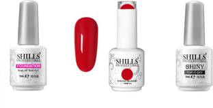 Shills Professional UV LED Soak Off Gel Polish 039 Red , Base Coat & Top Coat Red