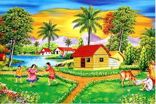 Dharvika Innovations Natural Scenery Sparkle Coated Self Adhesive Waterproof Painting Vinyl Poster Without Frame (24 x 36 inch) #DIP3209 Digital Reprint 36 inch x 24 inch Painting