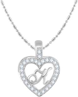 VIGHNAHARTA 'K' Alphabet Pendant 'K' Letter Pendant 'K' initial Pendant Rhodium Cubic Zirconia Alloy