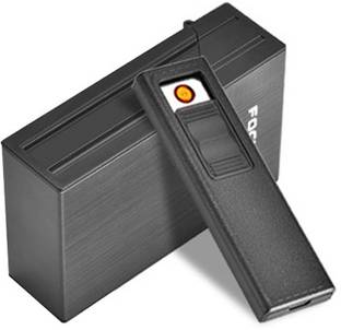 FITUP ™ New Classic Men 20 Loaded Cigarette Case Dispenser Tobacco Storage Box Holder Gift with Flameless USB Rechargeable Lighter| 150 Times Ignition Start After Full Battery Charged | Elegant Look And Beautiful Gifting Purpose For Cigarette Users And Lovers Cigarette Lighter