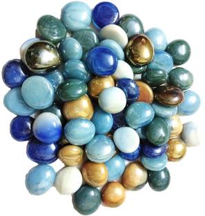 DS1 Round Pebbles Glass Stone Milky 450 gm Regular Round Fire Glass Pebbles