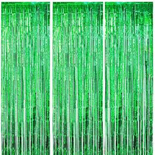 rdgadgets Green Fringe Foil Curtains For Decoration Pack of 3