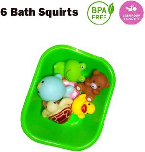 Toyvala Aberrant Baby Bath Toys-7 Pcs Chu Chu Bath Toys Cute Animals Swimming Toys Water Toys Non-Toxic , BPA Free Colorful Soft Rubber Float Squeeze Sound Squeaky Bathing Toy for Baby Set Bath Toy