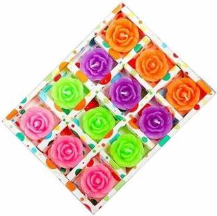 zerecord Set of 12 Flower Shape Floating Tea Light Candles Decoration Items - Multi Color Candle Candle Ceramic Candle Holder Set