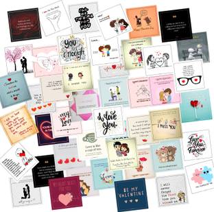 purezento Set of 48 Love Cards For Explosion Box or Other DIY Love Greeting Cards 3X3 Inches Greeting Card (Multicolor, Pack of 48) Greeting Card