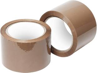 Trendy Fits Brown tape Packing Tape Dispenser Adhesive Brown Cello Tape - 65 Meters in Length - 2" IWidth | Furniture Packing | Gift Packing | Industrial Packaging Tape for E-Commerce Box Packing, Office and Home use(Pack of 2) (Manual)