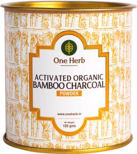 one herb Activated Organic Bamboo Charcoal Powder 100g, Edible, Detoxes Skin, Filters Toxins from Kidney, Helps with Teeth Whitening, Apply as Face Mask or Consume.