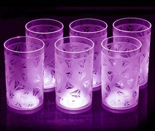 Flipkart SmartBuy (Pack of 6) Prism Pattern Water Juice Drinking Purple Colored Glass Set Water/Juice Glass
