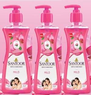 Santoor Gentle hand wash mild 200ml×3=600ml Hand Wash Pump Dispenser